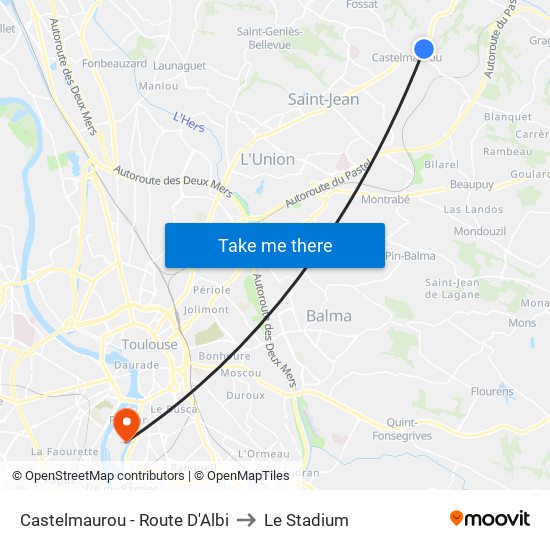 Castelmaurou - Route D'Albi to Le Stadium map