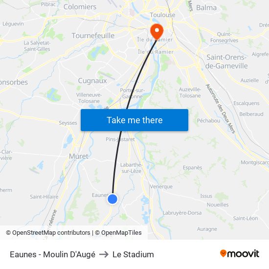 Eaunes - Moulin D'Augé to Le Stadium map