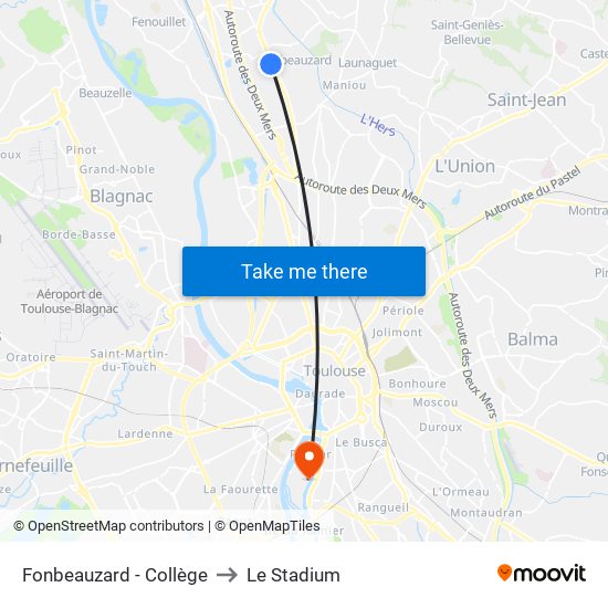 Fonbeauzard - Collège to Le Stadium map