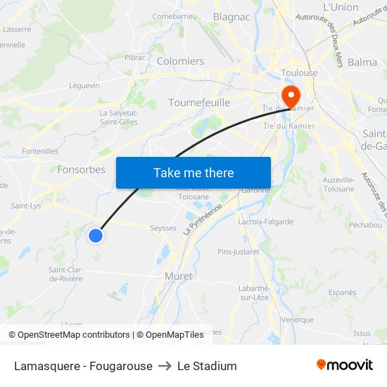 Lamasquere - Fougarouse to Le Stadium map