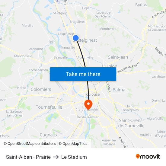 Saint-Alban - Prairie to Le Stadium map