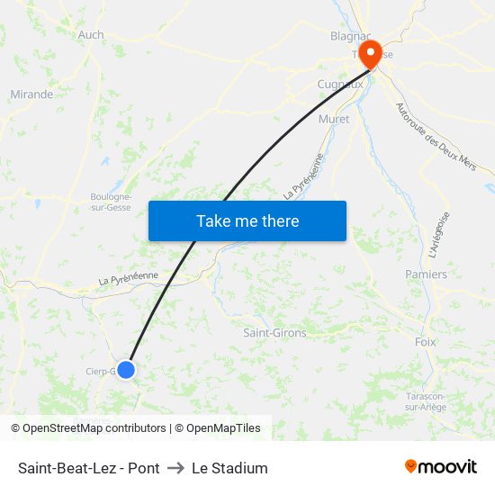 Saint-Beat-Lez - Pont to Le Stadium map