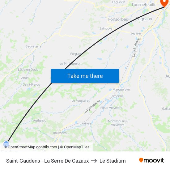 Saint-Gaudens - La Serre De Cazaux to Le Stadium map