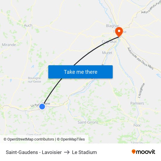 Saint-Gaudens - Lavoisier to Le Stadium map