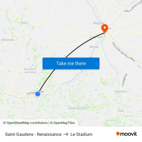 Saint-Gaudens - Renaissance to Le Stadium map