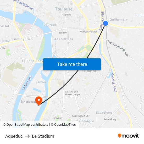 Aqueduc to Le Stadium map