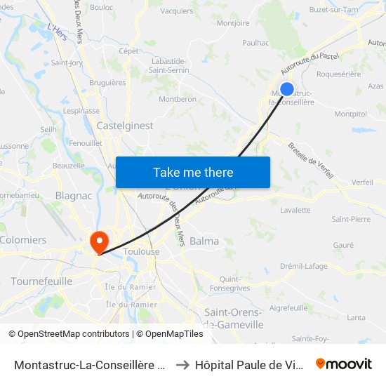 Montastruc-La-Conseillère Rn 88 to Hôpital Paule de Viguier map