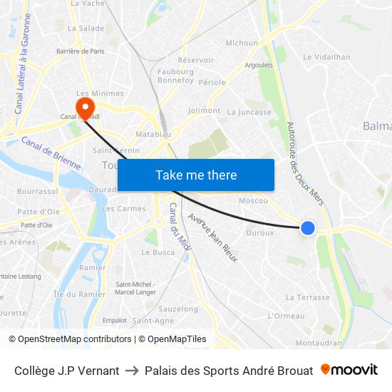 Collège J.P Vernant to Palais des Sports André Brouat map