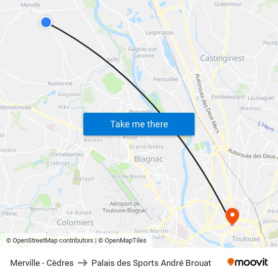 Merville - Cèdres to Palais des Sports André Brouat map