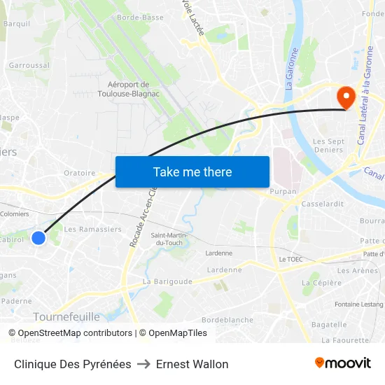 Clinique Des Pyrénées to Ernest Wallon map