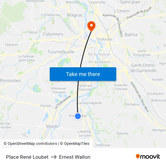Place René Loubet to Ernest Wallon map