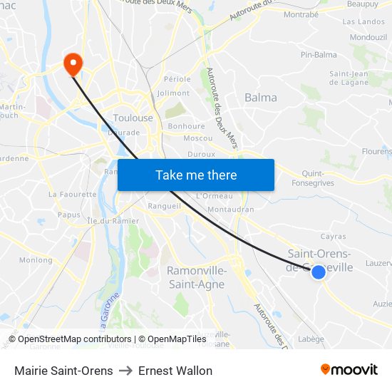 Mairie Saint-Orens to Ernest Wallon map