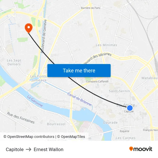 Capitole to Ernest Wallon map