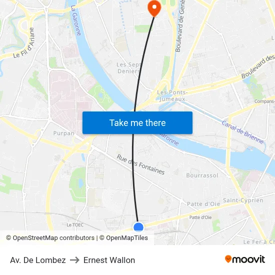 Av. De Lombez to Ernest Wallon map