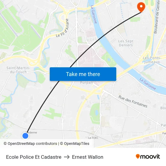 Ecole Police Et Cadastre to Ernest Wallon map