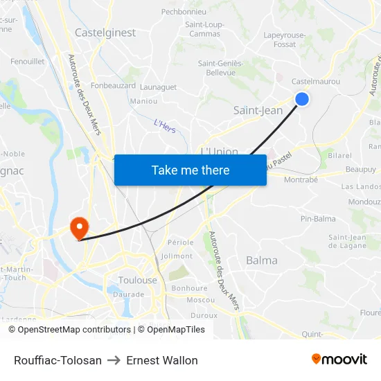 Rouffiac-Tolosan to Ernest Wallon map
