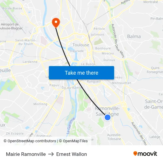 Mairie Ramonville to Ernest Wallon map