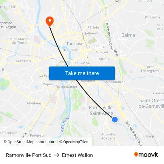 Ramonville Port Sud to Ernest Wallon map