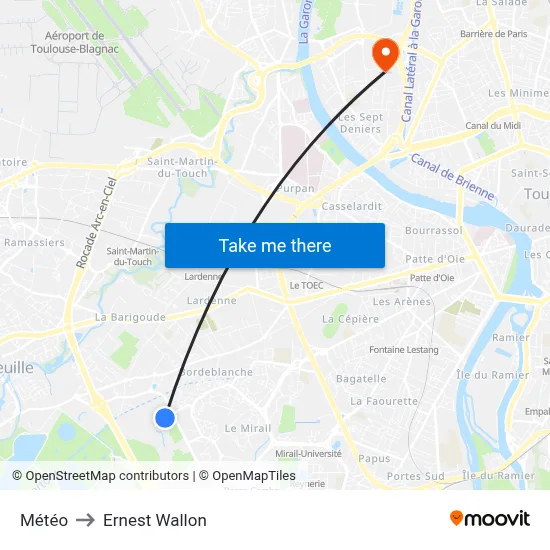 Météo to Ernest Wallon map