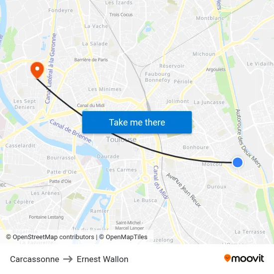 Carcassonne to Ernest Wallon map