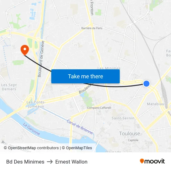 Bd Des Minimes to Ernest Wallon map