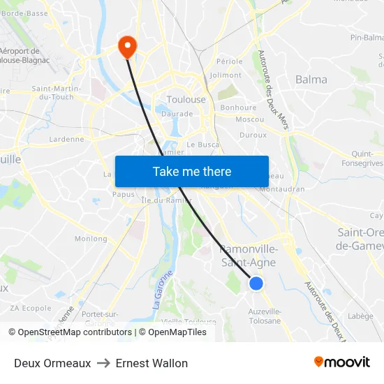 Deux Ormeaux to Ernest Wallon map