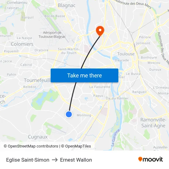 Eglise Saint-Simon to Ernest Wallon map