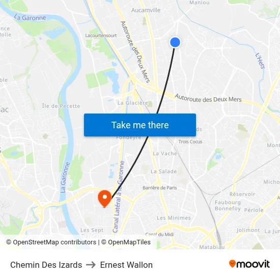 Chemin Des Izards to Ernest Wallon map