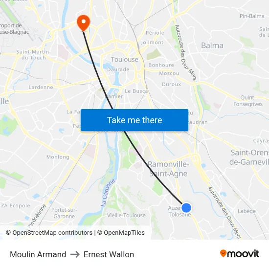 Moulin Armand to Ernest Wallon map