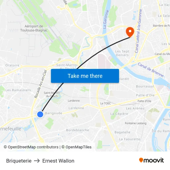 Briqueterie to Ernest Wallon map