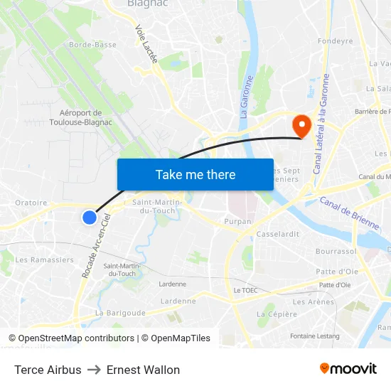 Terce Airbus to Ernest Wallon map