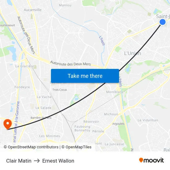 Clair Matin to Ernest Wallon map