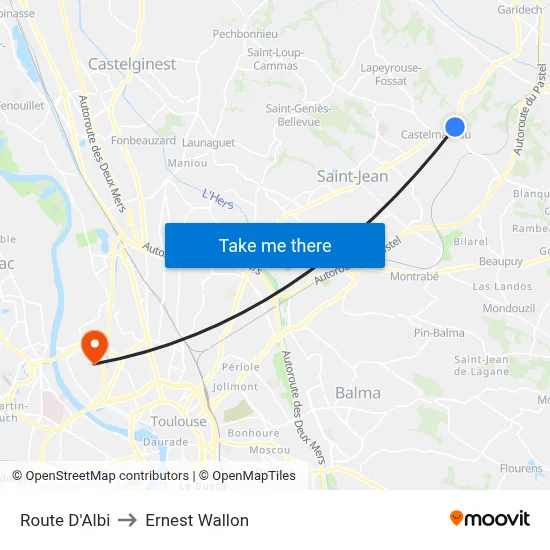 Route D'Albi to Ernest Wallon map