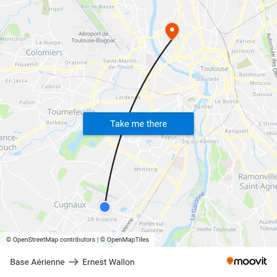 Base Aérienne to Ernest Wallon map