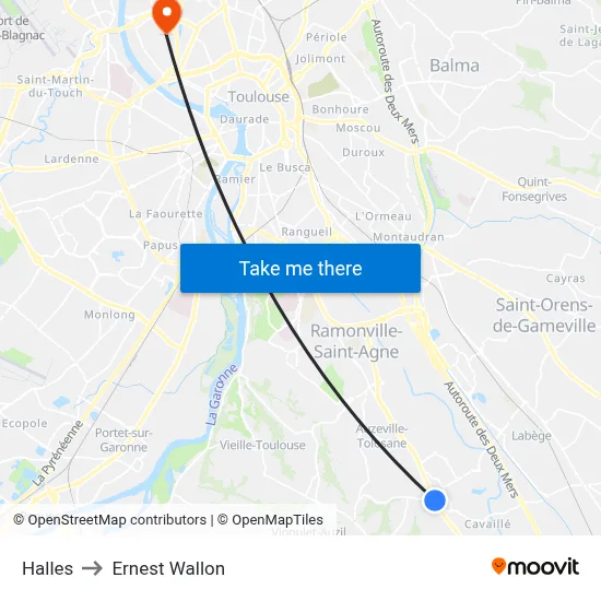Halles to Ernest Wallon map