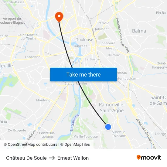 Château De Soule to Ernest Wallon map
