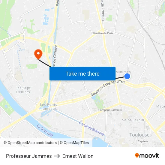 Professeur Jammes to Ernest Wallon map