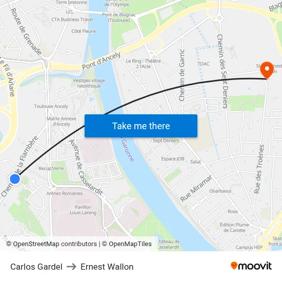 Carlos Gardel to Ernest Wallon map
