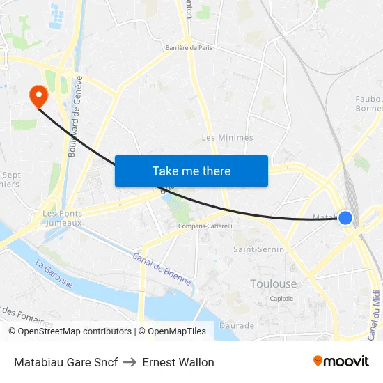 Matabiau Gare Sncf to Ernest Wallon map