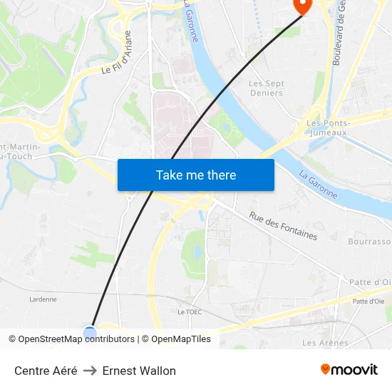 Centre Aéré to Ernest Wallon map
