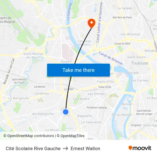 Cité Scolaire Rive Gauche to Ernest Wallon map