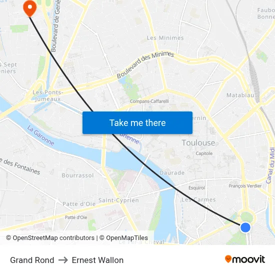 Grand Rond to Ernest Wallon map