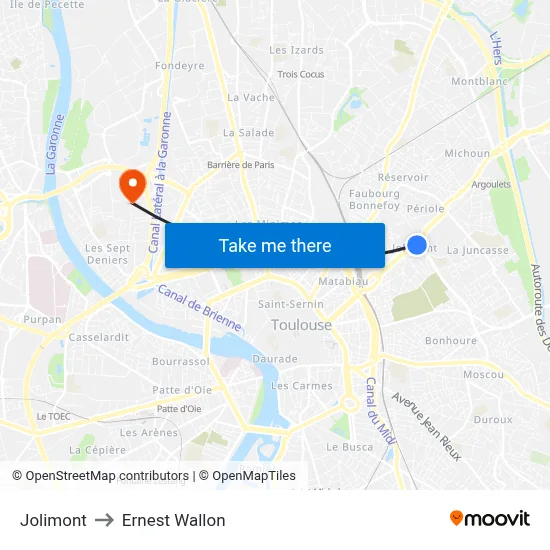 Jolimont to Ernest Wallon map