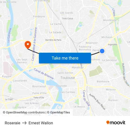 Roseraie to Ernest Wallon map