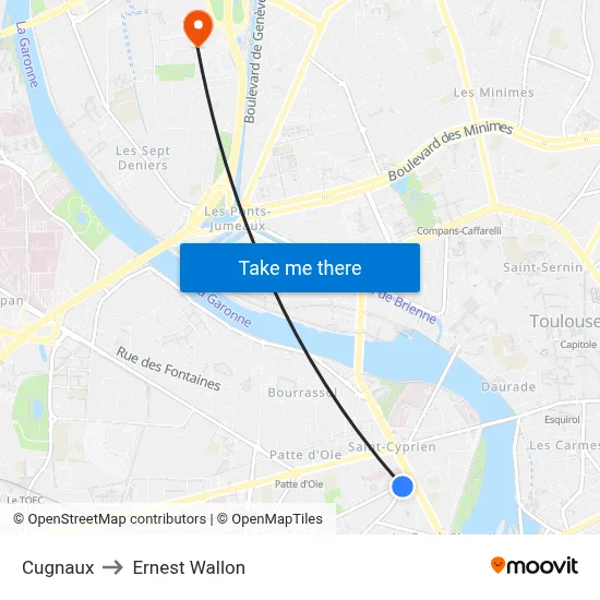 Cugnaux to Ernest Wallon map