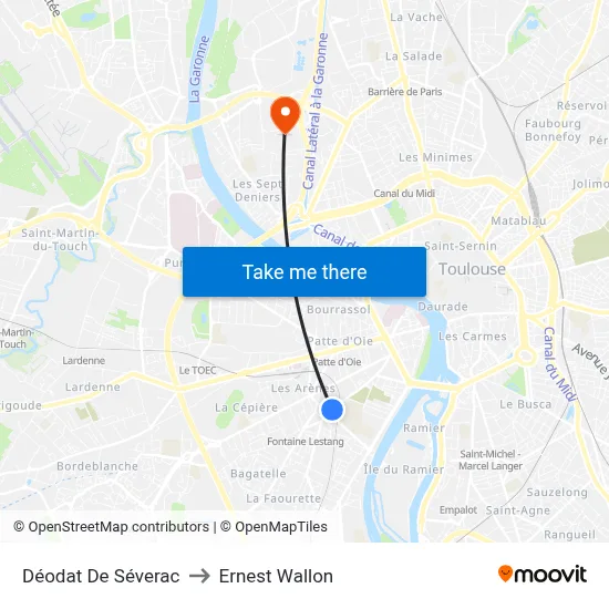 Déodat De Séverac to Ernest Wallon map