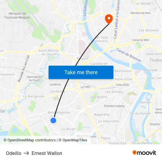 Odeillo to Ernest Wallon map