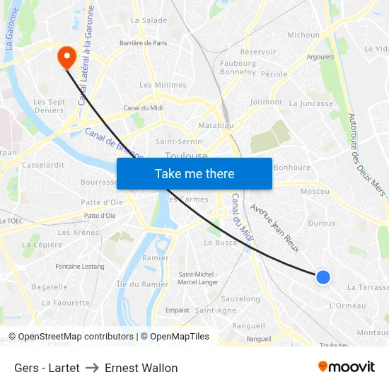 Gers - Lartet to Ernest Wallon map