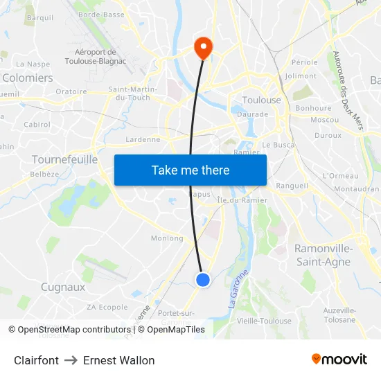 Clairfont to Ernest Wallon map