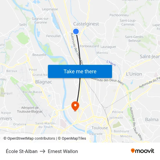 École St-Alban to Ernest Wallon map
